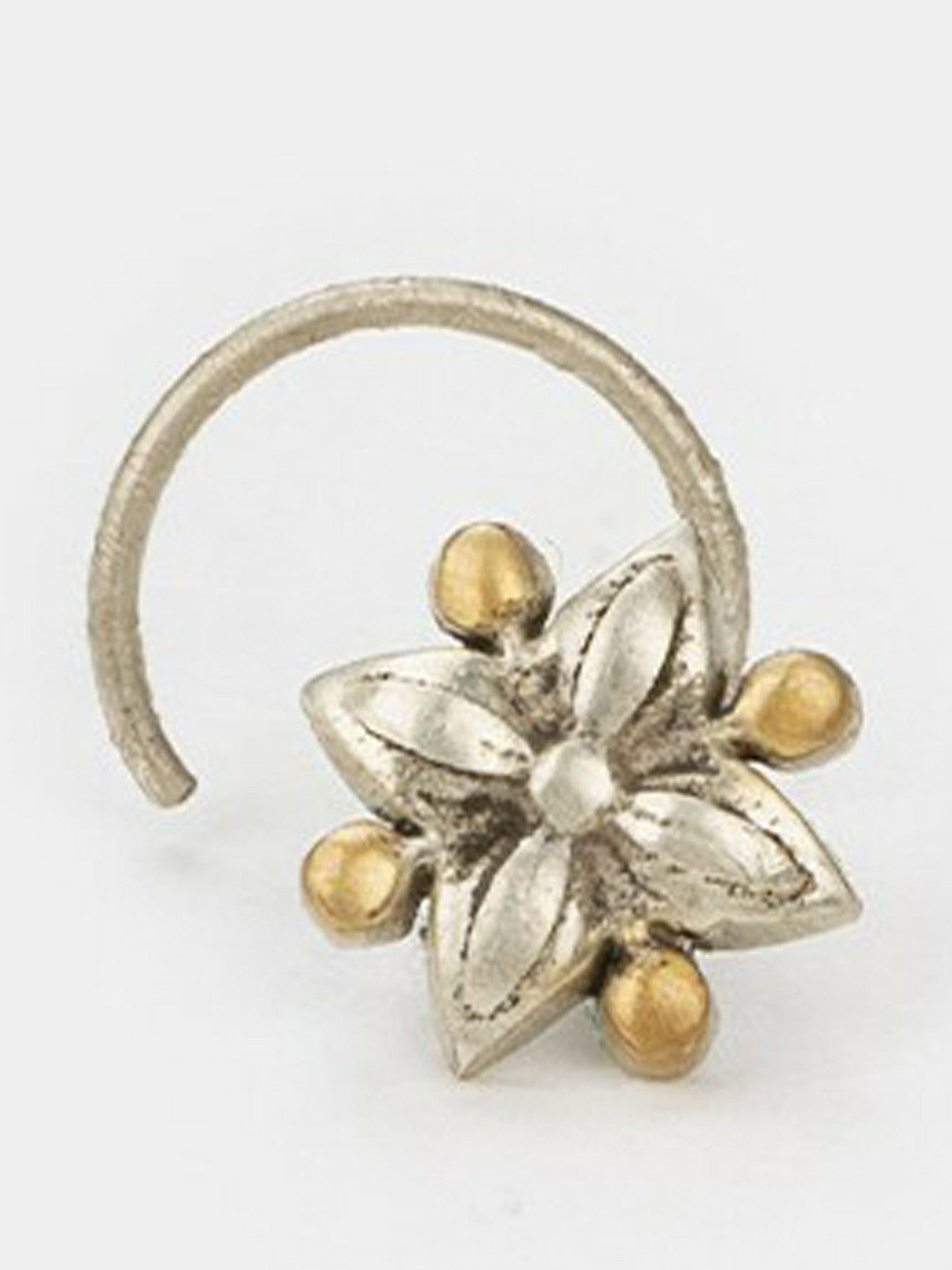 925 Sterling Silver & Gold-Plated Nose Pin for Women - Intricate Design with Insert Closure