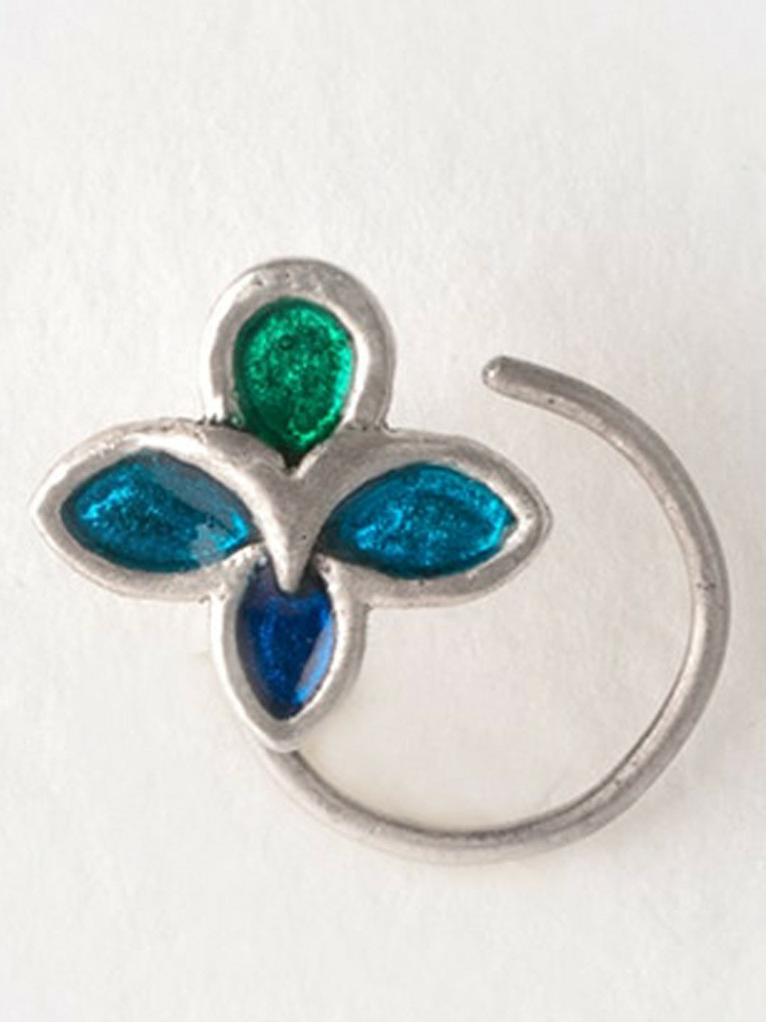 925 Sterling Silver Enamelled Floral Nose Pin – Elegant & Lightweight