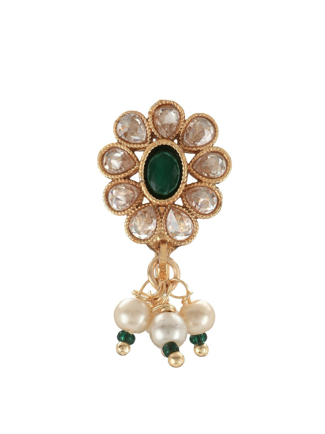 Buy Gold-Plated Green Stone-Studded Nose Pin Online – Clip-On Closure | Indiaista