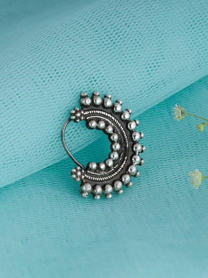 Buy Oxidised Silver Nose Pins Online – Floral & Half-Moon Designs | Indiaista