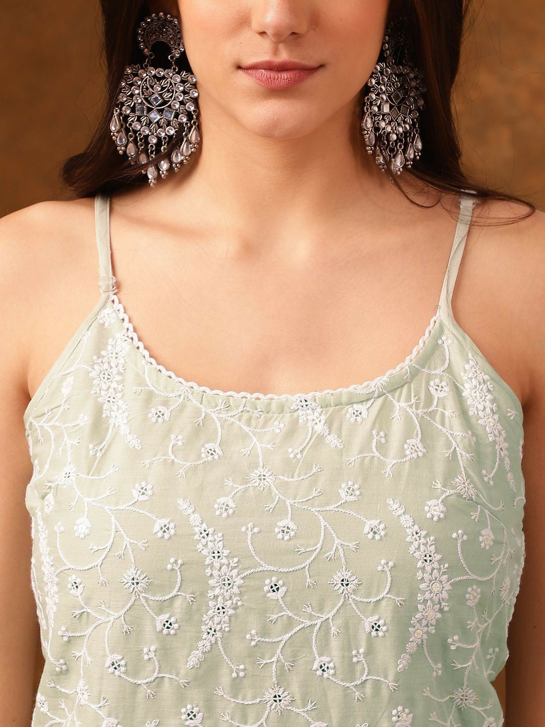 Women Green Ethnic Motifs Cotton Kurta