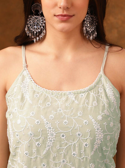 Women Green Ethnic Motifs Cotton Kurta