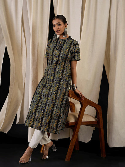 Chevron Printed Cotton Straight Kurta