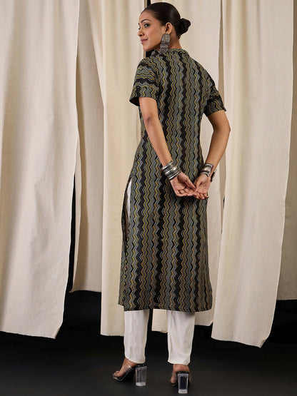 Chevron Printed Cotton Straight Kurta