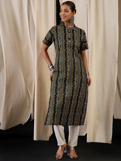 Chevron Printed Cotton Straight Kurta