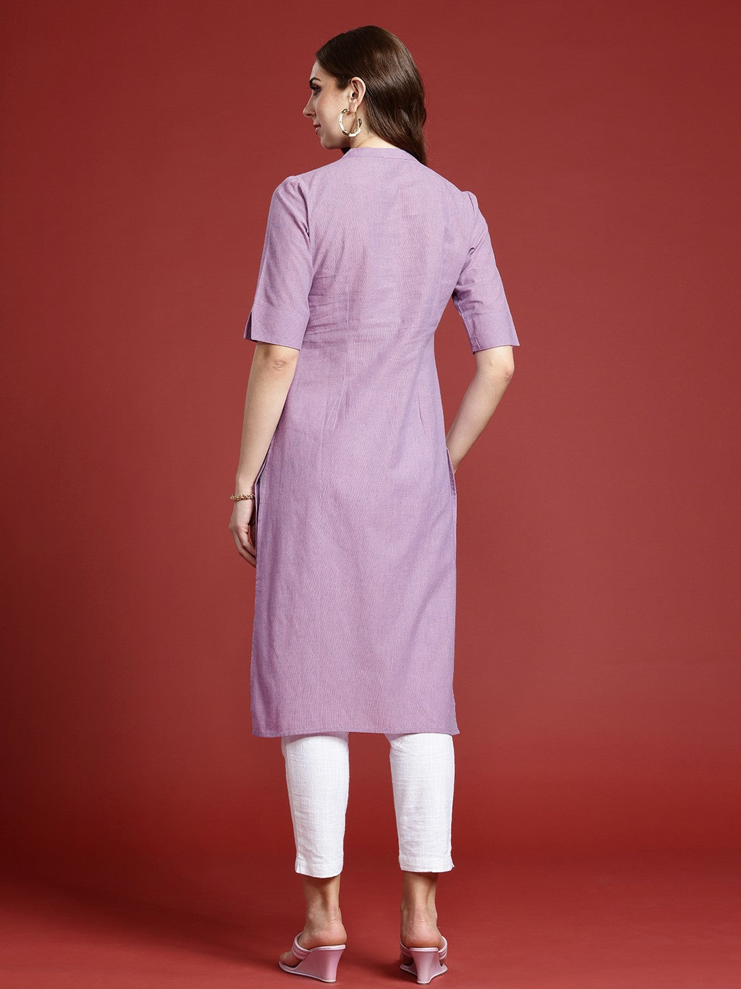 Women Purple Pure Cotton Straight Kurta