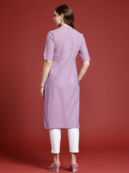 Women Purple Pure Cotton Straight Kurta