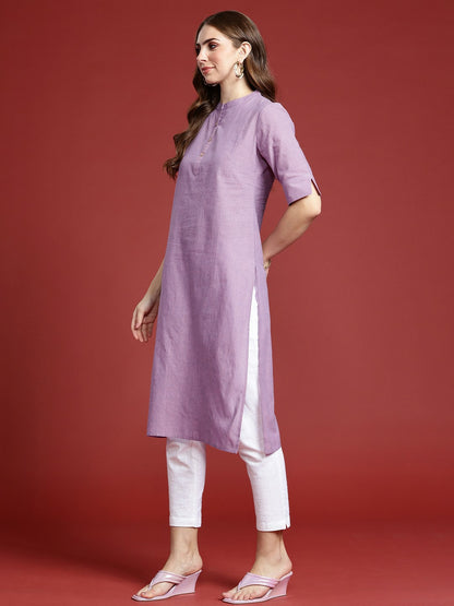 Women Purple Pure Cotton Straight Kurta