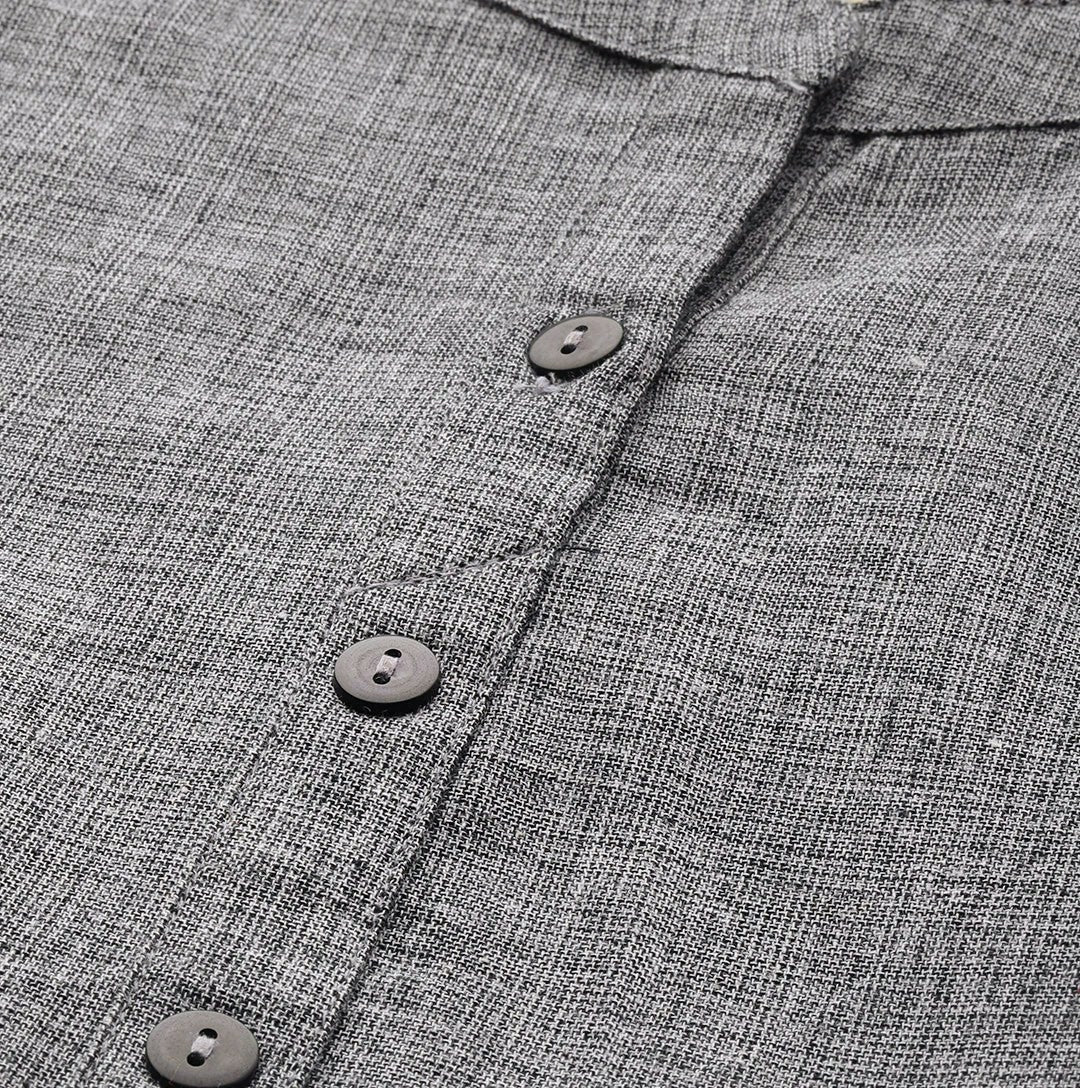 Women Grey Mandarin Collar Straight Cotton Kurta
