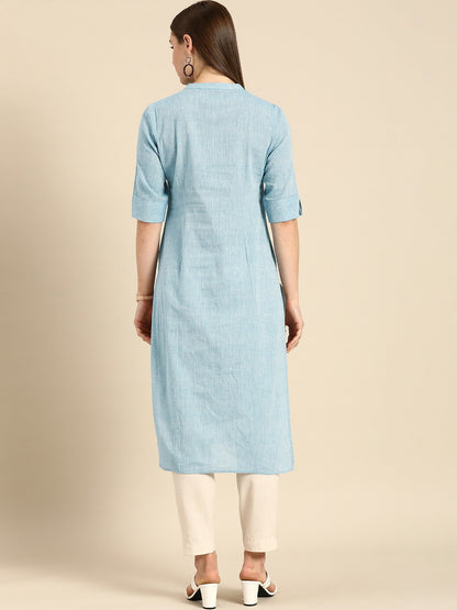 Striped Summer Sheers Blue & White Cotton Kurta