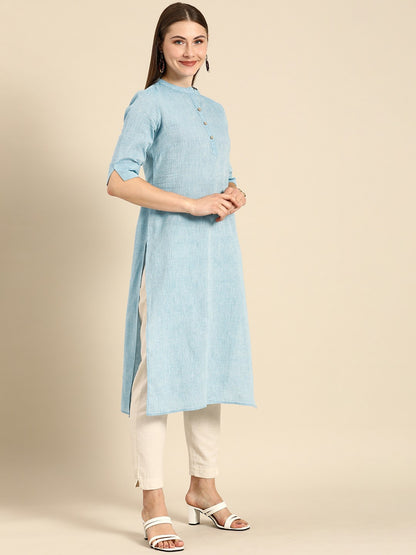 Striped Summer Sheers Blue & White Cotton Kurta