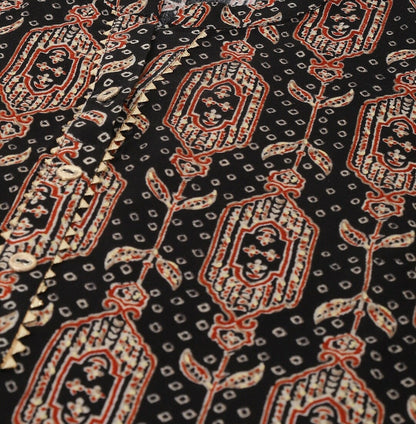 Black Ethnic Motifs Printed Mandarin Collar Straight Kurta