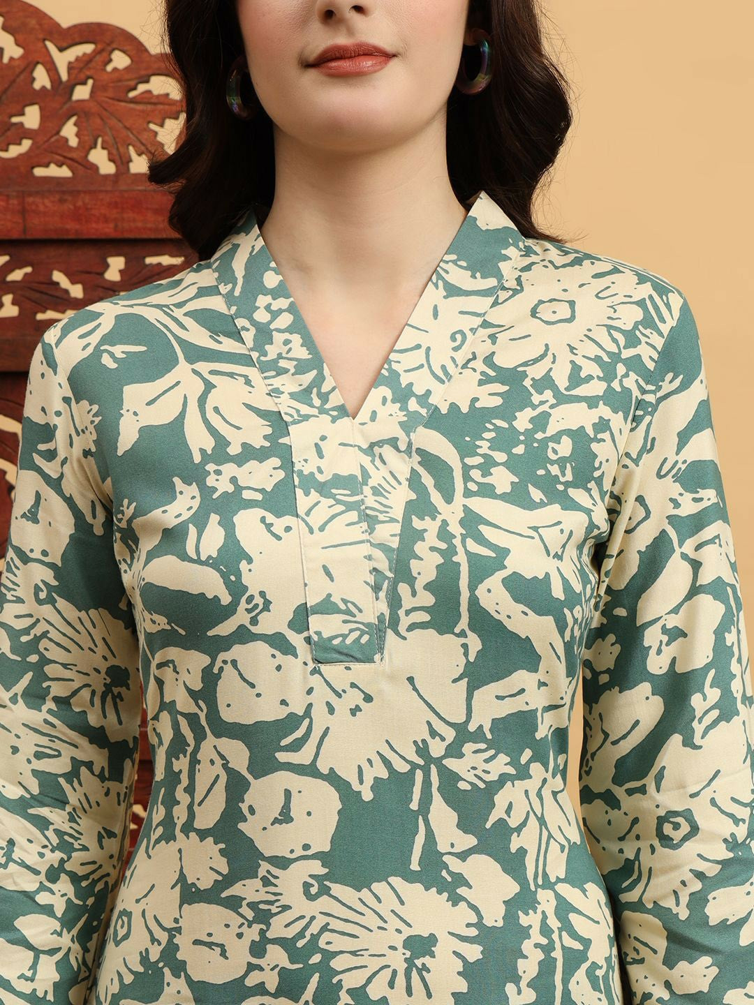 Women Printed Flared Sleeves Indigo Kurta