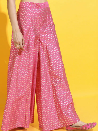 Women's Pink Boho Harem Pants – Ethnic Motif Gypsy Peasant Pants | Indiaista