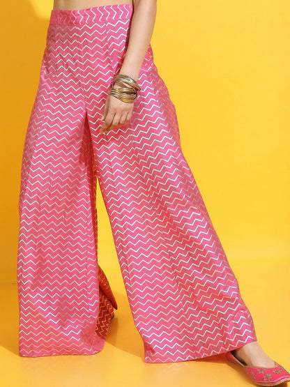 Women's Pink Boho Harem Pants – Ethnic Motif Gypsy Peasant Pants | Indiaista