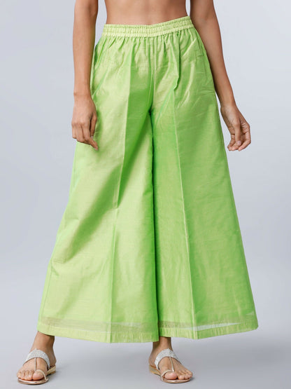 Women's Green Boho Harem Pants – Flared Peasant Gypsy Palazzo | Indiaista