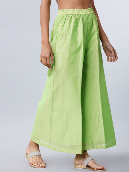 Women's Green Boho Harem Pants – Flared Peasant Gypsy Palazzo | Indiaista