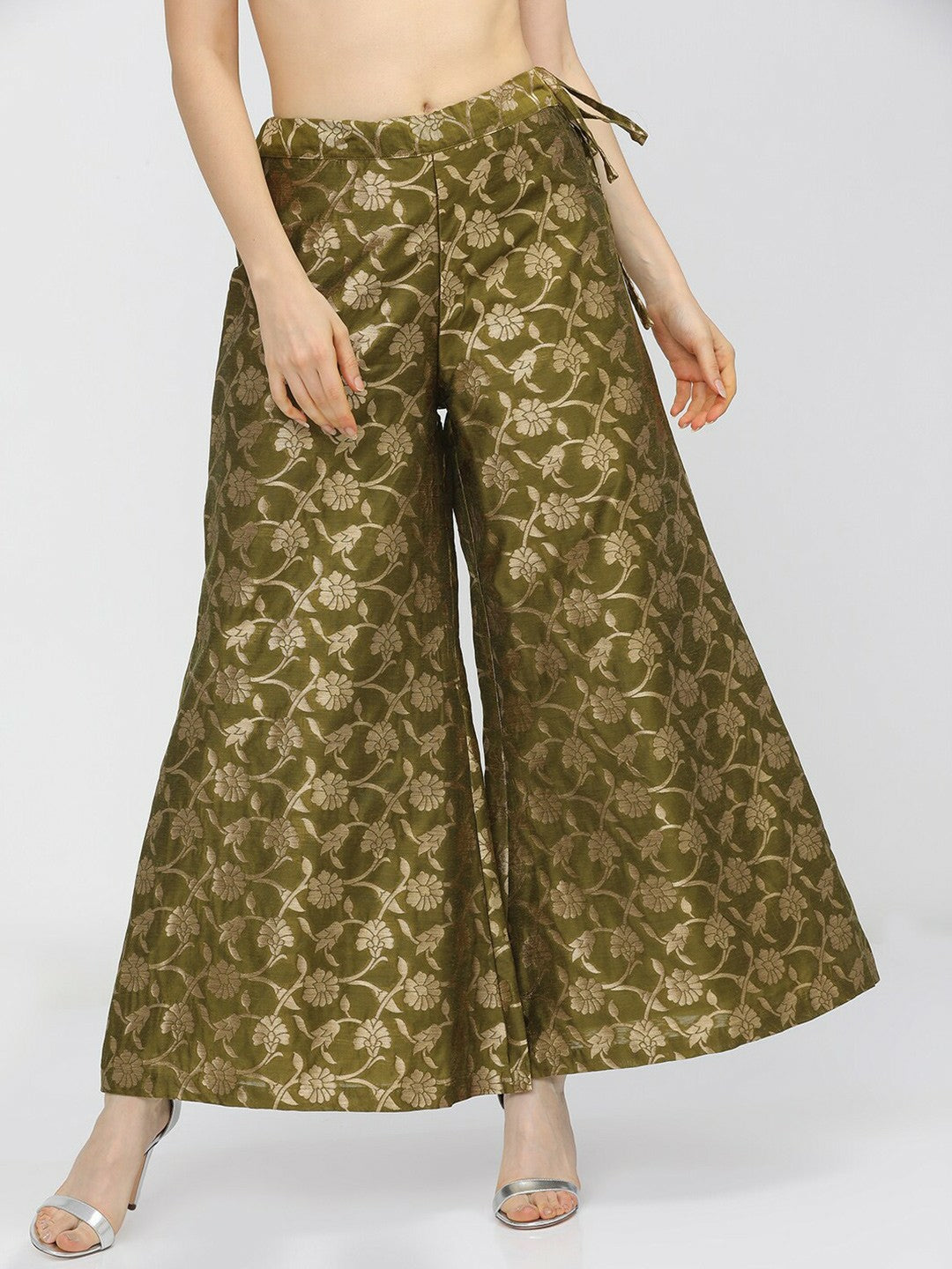 Olive & Gold Boho Harem Pants – Gypsy, Peasant, Palazzo Style for Women | Indiaista