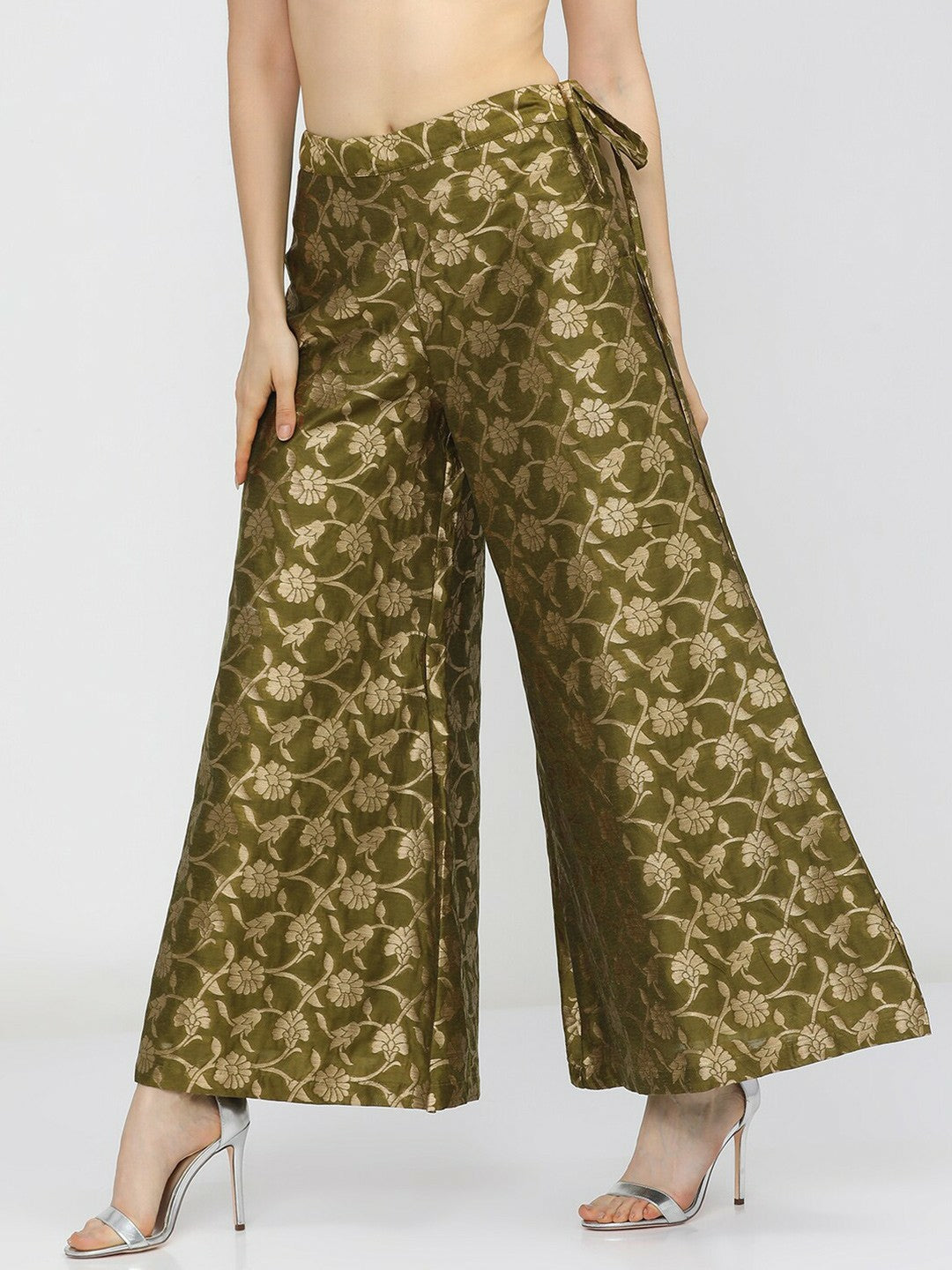 Olive & Gold Boho Harem Pants – Gypsy, Peasant, Palazzo Style for Women | Indiaista