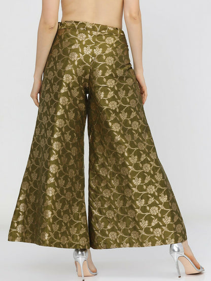 Olive & Gold Boho Harem Pants – Gypsy, Peasant, Palazzo Style for Women | Indiaista