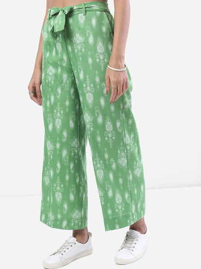 Women’s Green & White Paisley Printed Harem Pants – Boho Gypsy Peasant Style | Indiaista