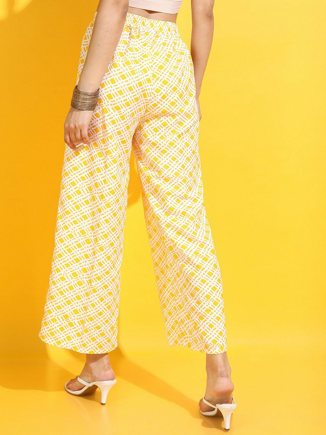 Women’s Yellow Boho Harem Pants – Geometric Print, Peasant Gypsy Style | Indiaista