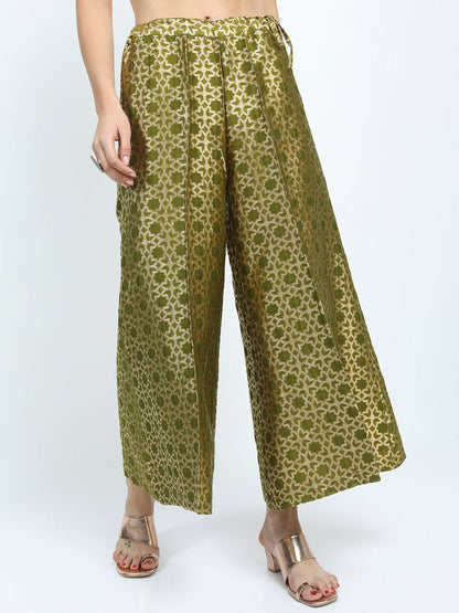 Olive Green & Gold Ethnic Harem Pants – Boho Gypsy Peasant Palazzo for Women | Indiaista