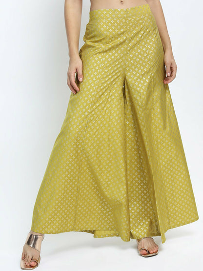 Yellow & Silver Ethnic Printed Harem Pants – Boho Gypsy Peasant Palazzos for Women | Indiaista