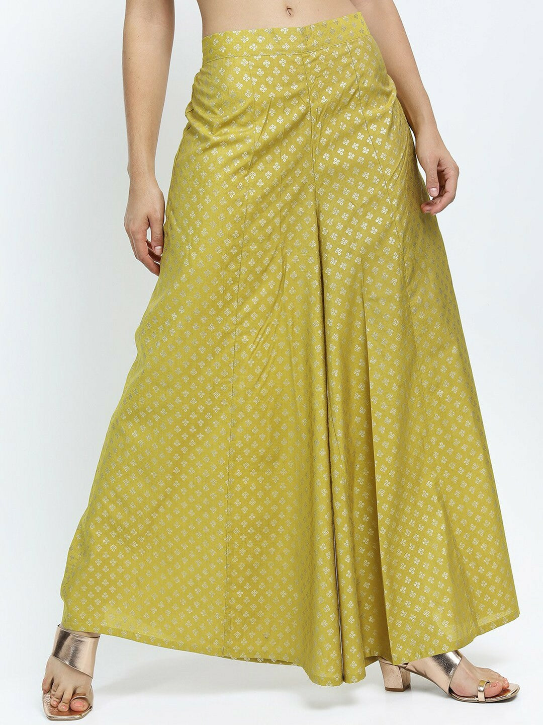 Yellow & Silver Ethnic Printed Harem Pants – Boho Gypsy Peasant Palazzos for Women | Indiaista