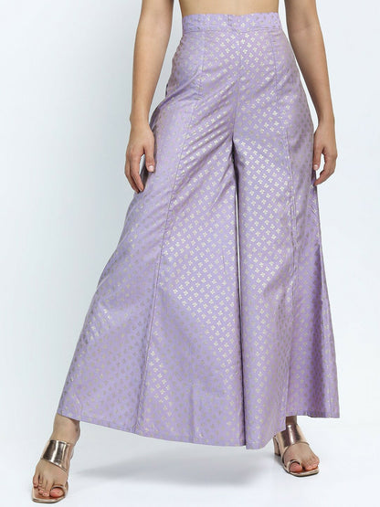 Mauve & Silver Boho Harem Pants – Ethnic Print Flared Palazzo for Women | Indiaista