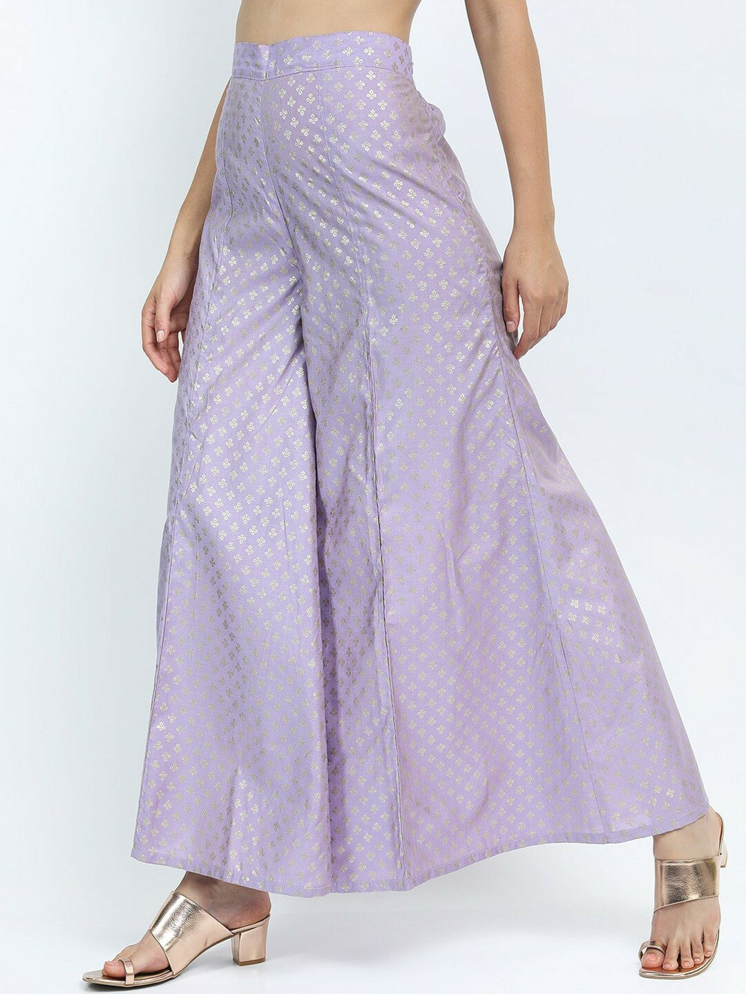 Mauve & Silver Boho Harem Pants – Ethnic Print Flared Palazzo for Women | Indiaista