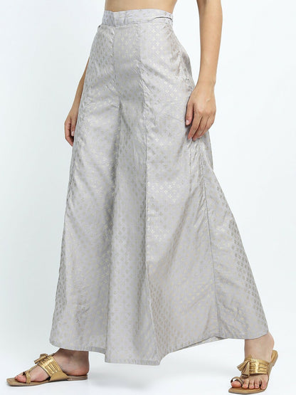 Grey & Silver Ethnic Motif Harem Pants – Boho Peasant Gypsy Palazzo for Women | Indiaista