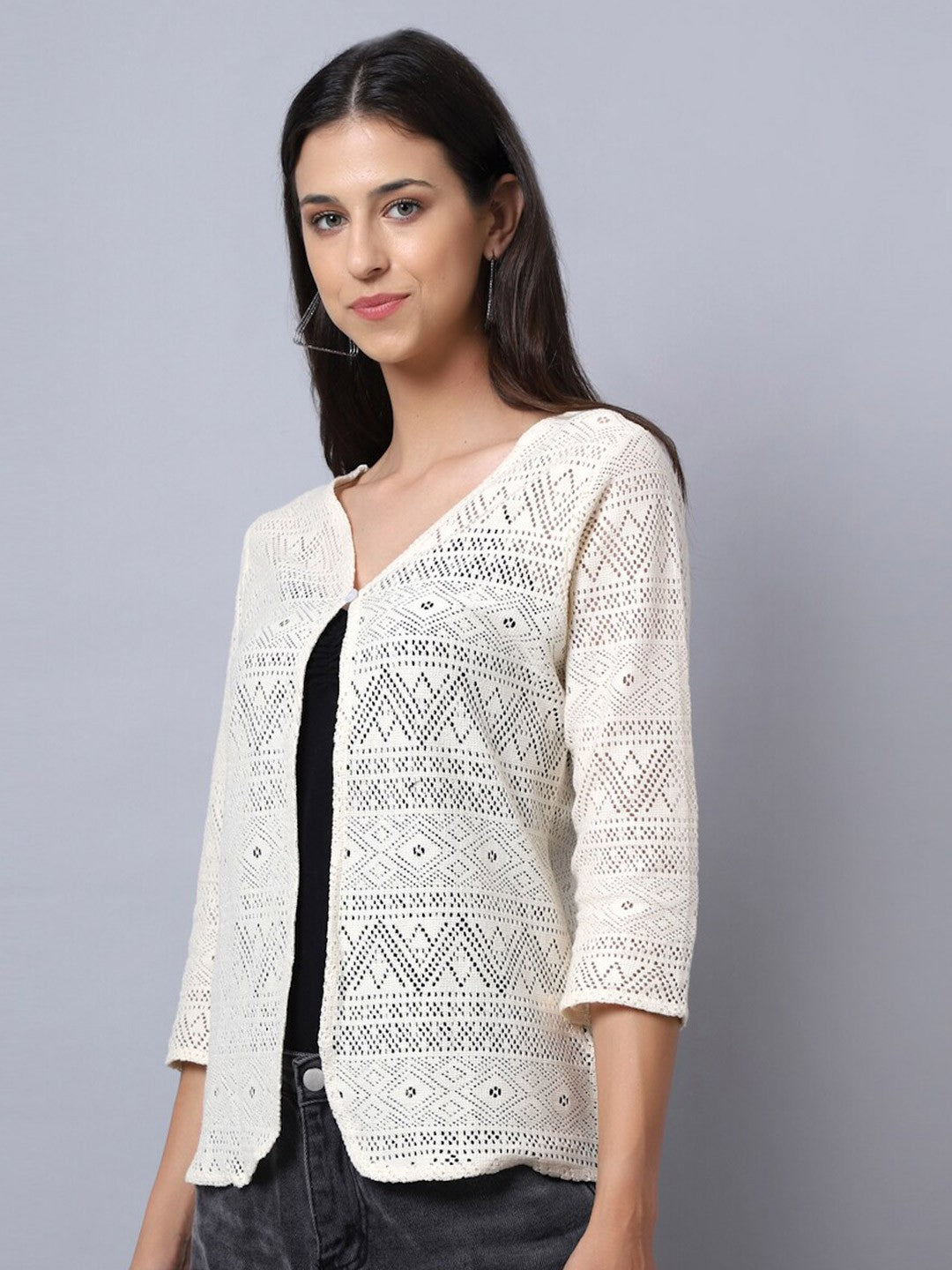 Buy Women’s Off White Embroidered Bohemian Shrug – Stylish & Elegant | Indiaista