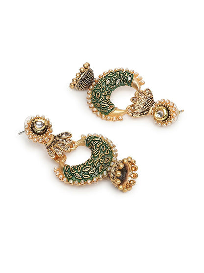 Gold-Plated Green Oxidised Dome Shaped Jhumkas