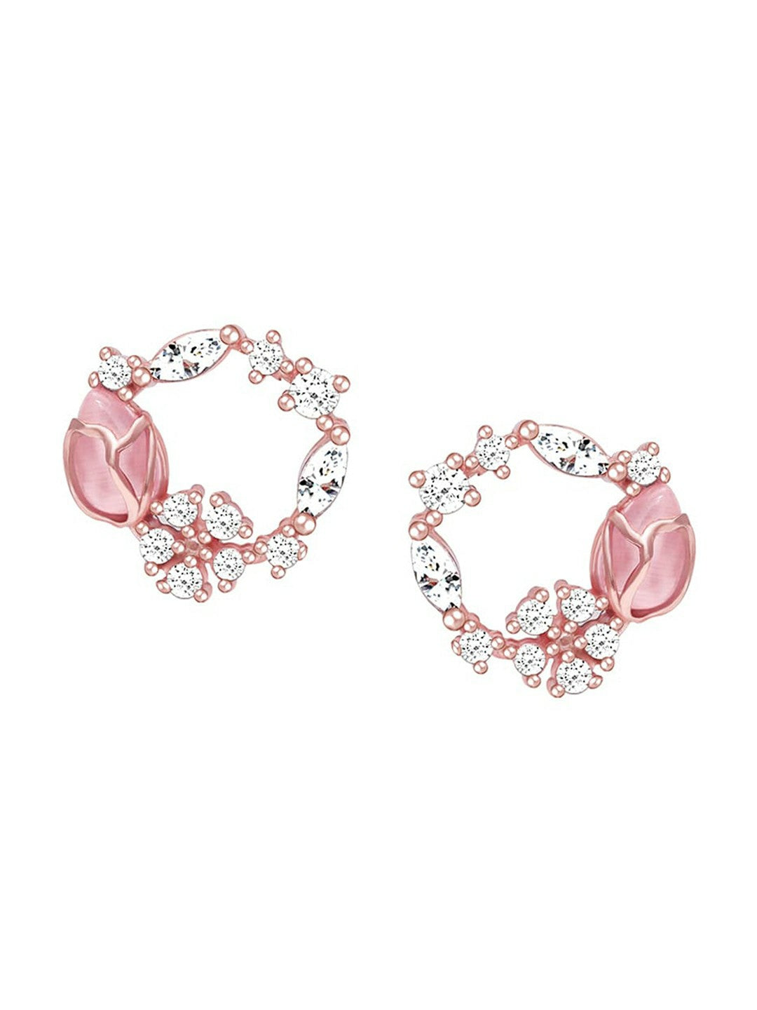 925 Silver Rose Gold Drop Wreath Studs