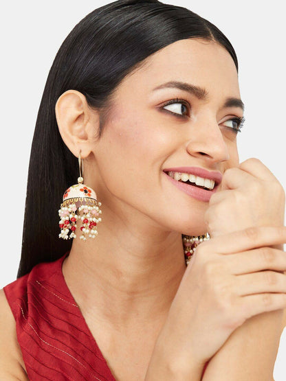 Gold Plated Beaded Dome Shaped Jhumkas