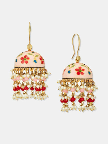 Gold Plated Beaded Dome Shaped Jhumkas