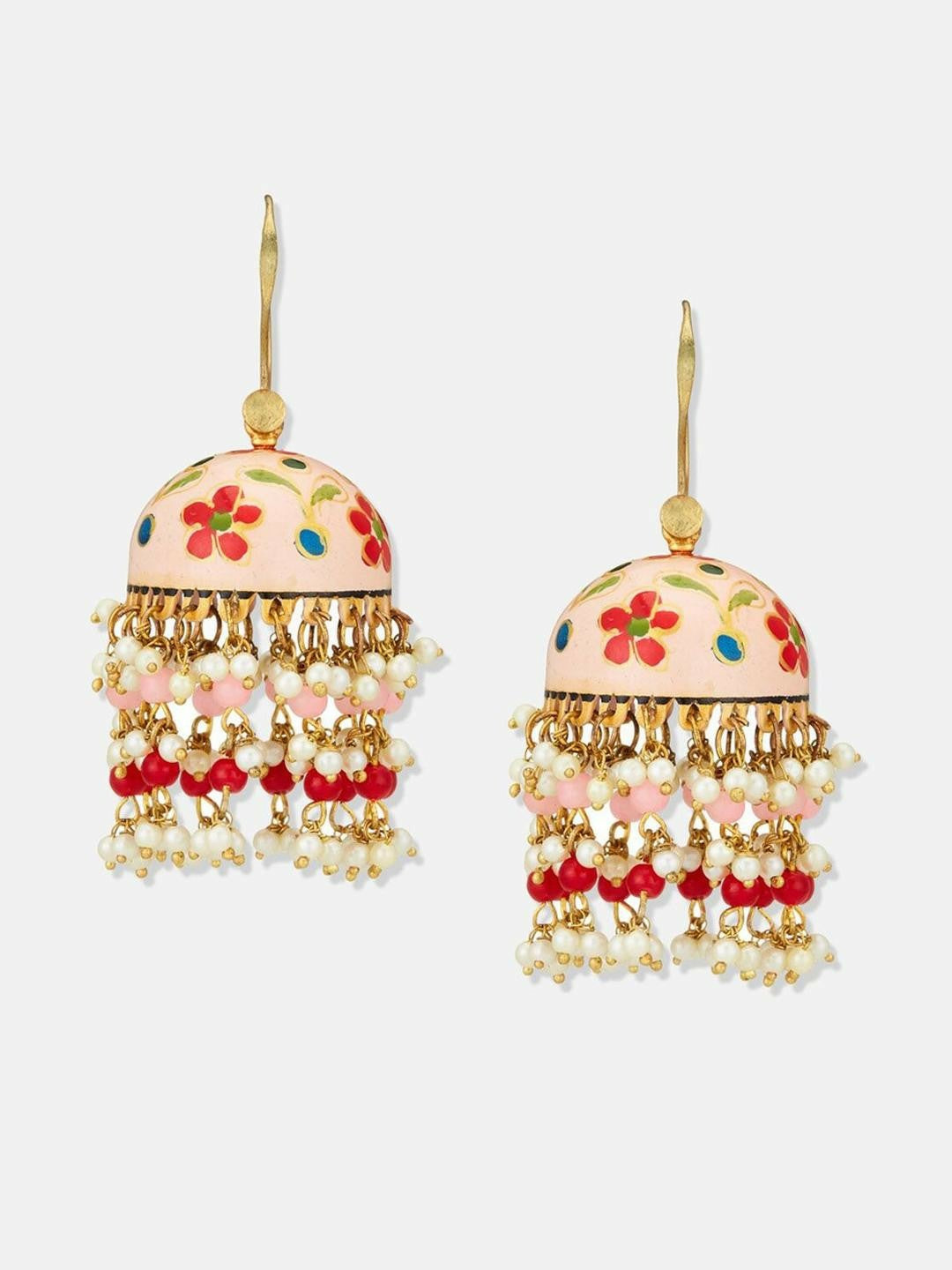 Gold Plated Beaded Dome Shaped Jhumkas