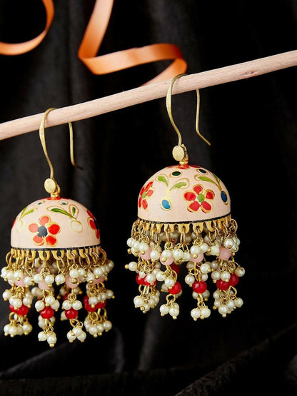 Gold Plated Beaded Dome Shaped Jhumkas