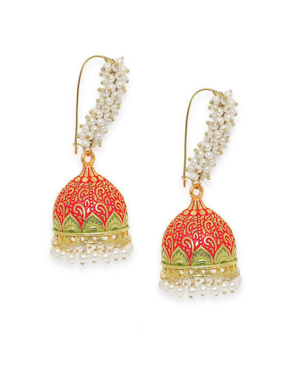 Gold-Plated Meenkari Dome Shaped Jhumkas