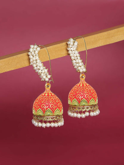Gold-Plated Meenkari Dome Shaped Jhumkas