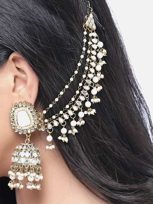 Silver-Plated Dome Shaped Jhumkas with Pearls