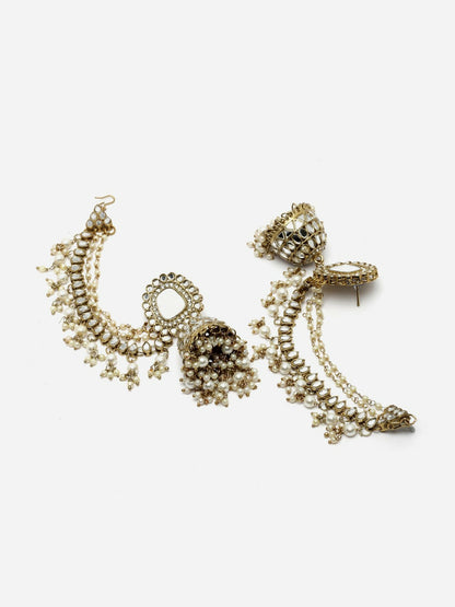 Silver-Plated Dome Shaped Jhumkas with Pearls