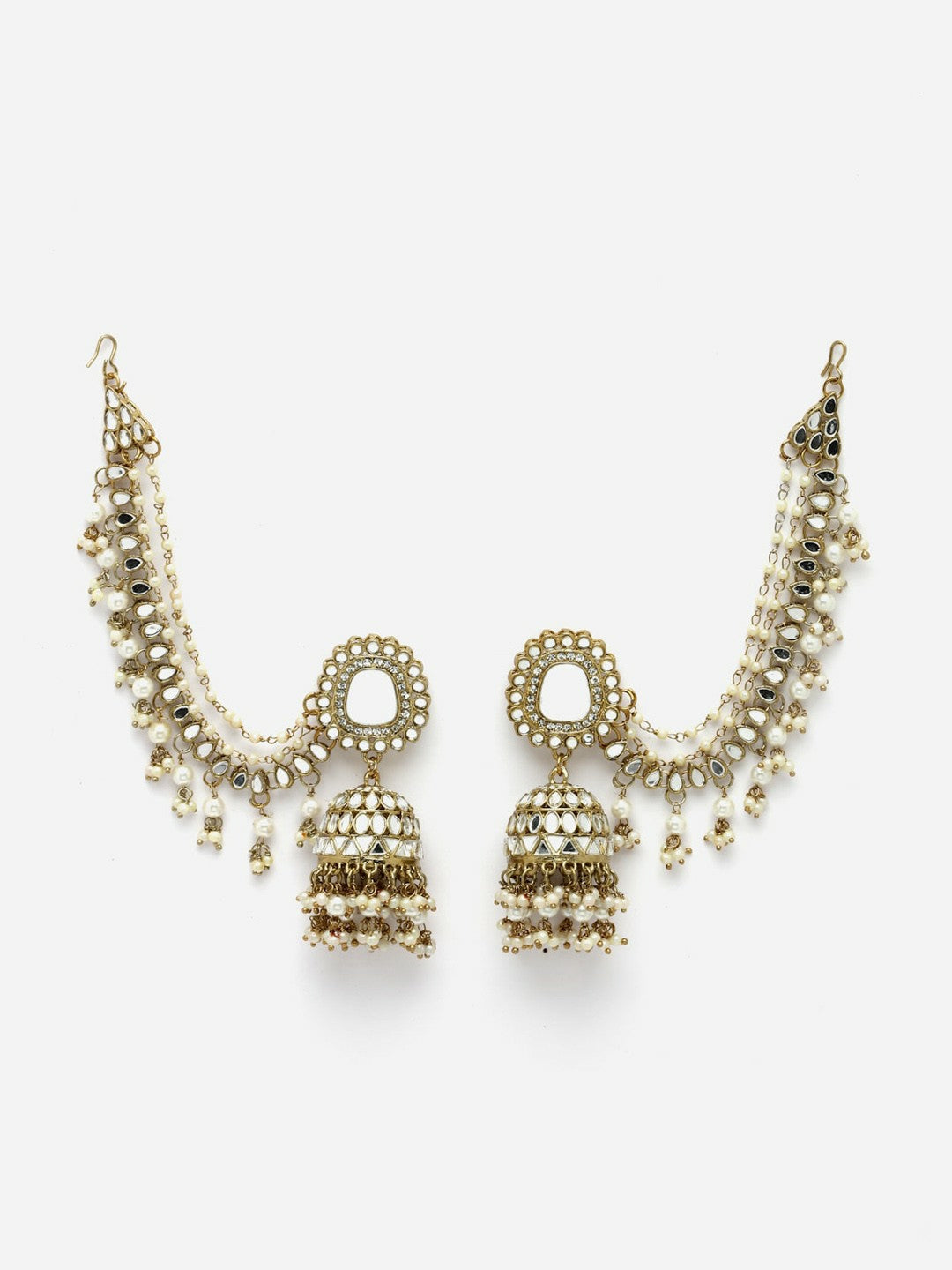 Silver-Plated Dome Shaped Jhumkas with Pearls