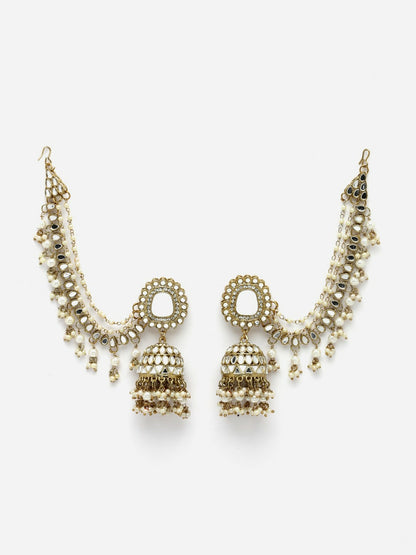 Silver-Plated Dome Shaped Jhumkas with Pearls