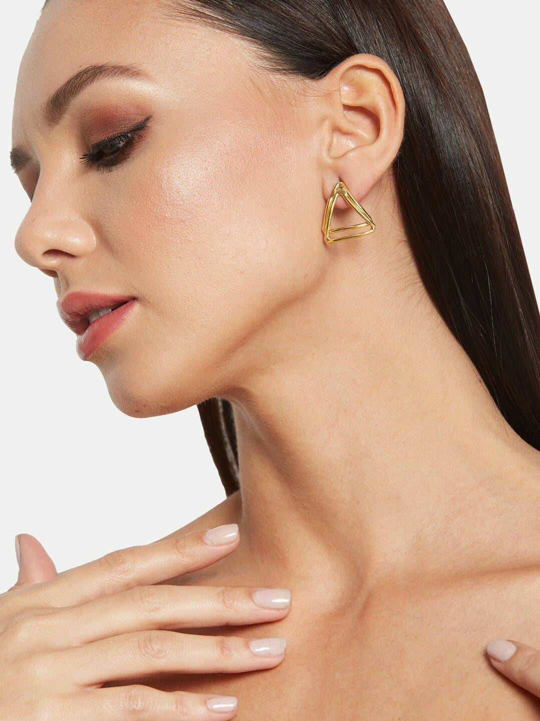 Set of 2 Gold-Plated Half Hoop & Drop Earrings