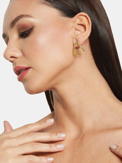 Set of 2 Gold-Plated Half Hoop & Drop Earrings