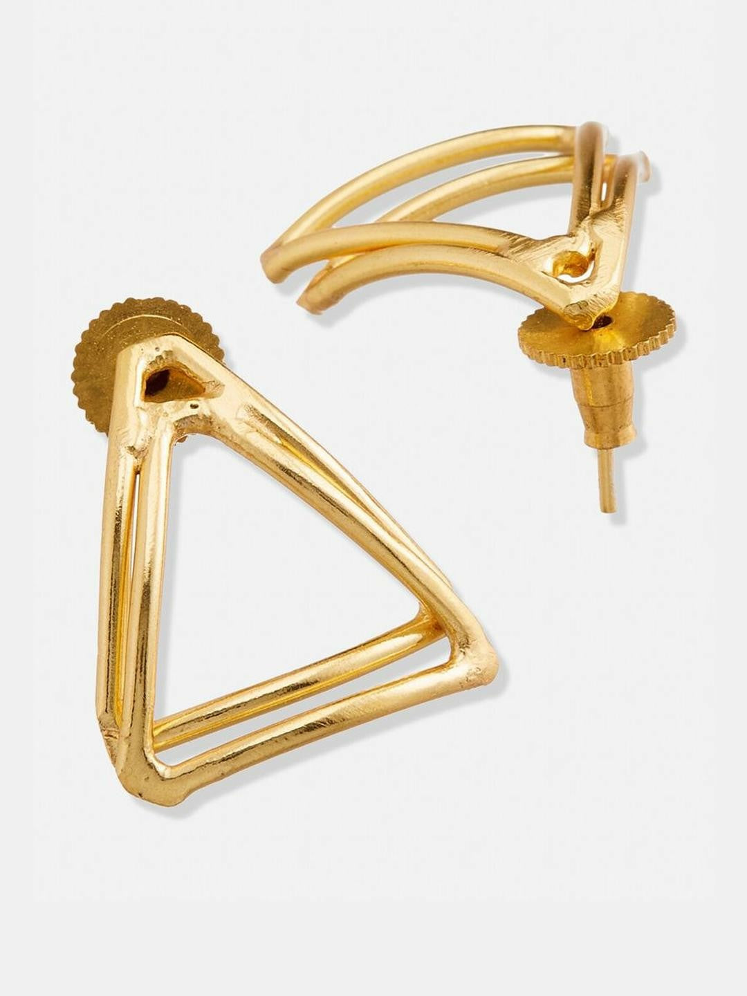 Set of 2 Gold-Plated Half Hoop & Drop Earrings