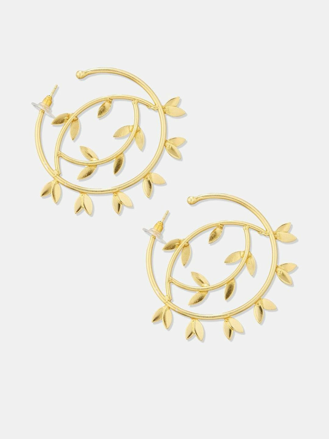 Set of 2 Gold-Plated Half Hoop & Drop Earrings