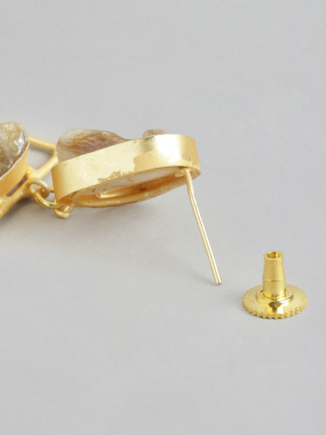 Gold-Plated Mother of Pearl Contemporary Drop Earrings